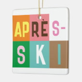 スキーヤーレトロエレースキーカラーブロック セラミックオーナメント (左)