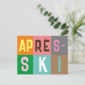 スキーヤーレトロエレースキーカラーブロック ポストカード (スタンド正面)