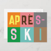 スキーヤーレトロエレースキーカラーブロック ポストカード (正面/裏面)