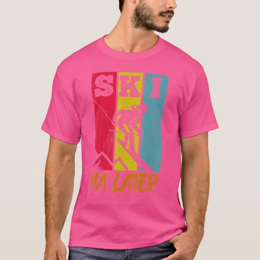 スキーヤー用スキーヤーヴィンテージレトロ Tシャツ (正面)