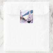 スキーヤー観戦ポスター スクエアシール (バッグ)