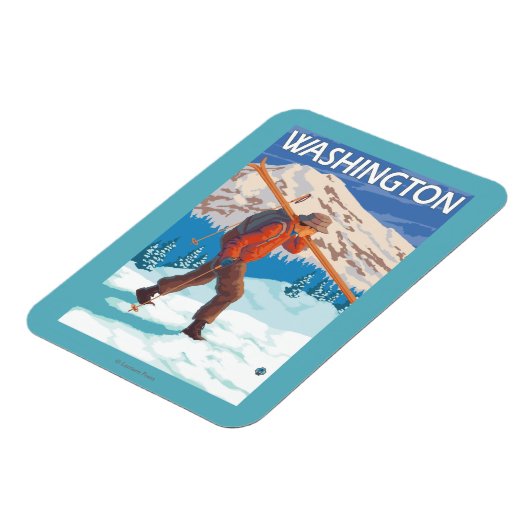 スキーヤー運ズスノースキー – ワシントン マグネット (左側)