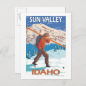 スキーヤー運ズスノースキー – ヴィンテージ旅行2 ポストカード (正面/裏面)