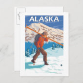 スキーヤー運ズスノースキー – ヴィンテージ旅行3 ポストカード (正面/裏面)