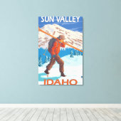 スキーヤー運ズスノースキー – ヴィンテージ旅行 キャンバスプリント (インサイチュ (ウッドフロア))