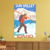 スキーヤー運ズスノースキー – ヴィンテージ旅行 キャンバスプリント (インサイチュ (リビング))