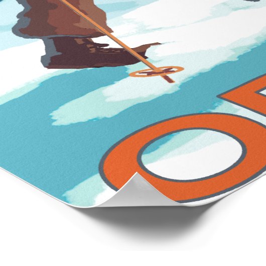 スキーヤー運ズスノースキー – 山フード, OR ポスター (角)