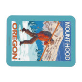 スキーヤー運ズスノースキー – 山フード， OR マグネット (横)