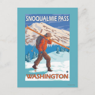 スキーヤー運ズスノースキー – Snoqualmie Pass, WA ポストカード