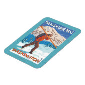 スキーヤー運ズスノースキー – Snoqualmie Pass, WA マグネット (左側)