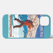 スキーヤー運ズスノースキー – Snoqualmie Pass, WA Case-Mate iPhoneケース (裏面 (横))