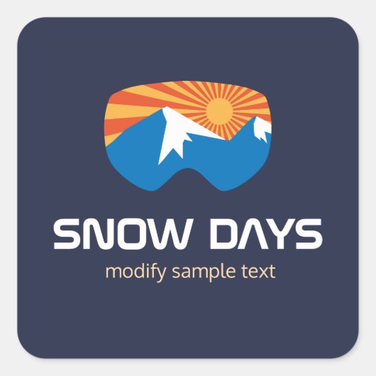 スキーヤー雪ゴーグルスキー山の名刺 スクエアシール (正面)