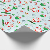 スキーヤー雪スキーのクリスマスホリデーギフト ラッピングペーパー (角)