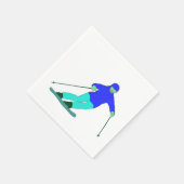 スキーヤー雪スキー スタンダードカクテルナプキン (角)