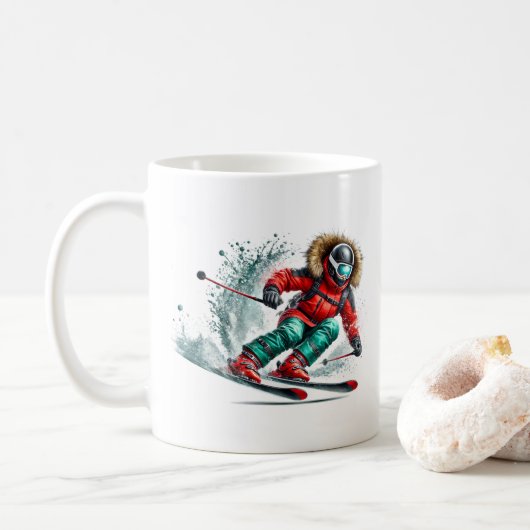 スキーヤー コーヒーマグカップ (ドーナツ)