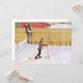 スキーヤー（スキーを持つ少年） （冬のシーン） カード (正面/裏面インサイチュ)