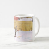 スキーヤー（スキーを持つ少年） （冬のシーン） コーヒーマグカップ (正面右)