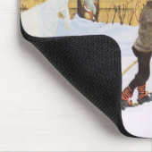 スキーヤー(スキーを持つ少年) (冬のシーン) マウスパッド (コーナー)