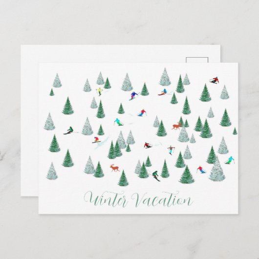 スキーヤー – スキーウィンターバケーションパーソナライズされた シーズンポストカード (正面/裏面)