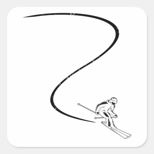 スキーヤー|スキースキーの冬の贈り物 スクエアシール (正面)