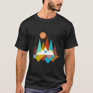 スキーヤー スノー スキー アウトドア 山 林 自然 Tシャツ