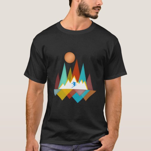 スキーヤー スノー スキー アウトドア 山 林 自然 Tシャツ (正面)