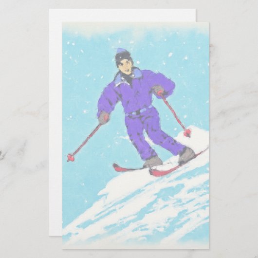 スキーヤー 便箋 (正面/裏面)