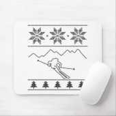 スキーヤー – 編み物パターン – クリスマス – 山 マウスパッド (マウス)