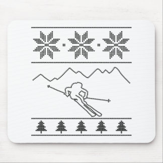 スキーヤー – 編み物パターン – クリスマス – 山 マウスパッド