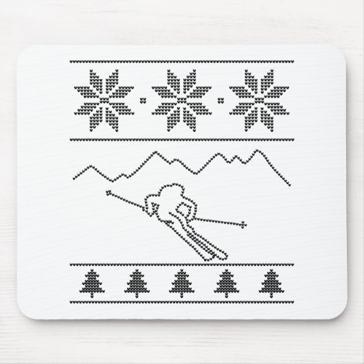スキーヤー – 編み物パターン – クリスマス – 山 マウスパッド (正面)