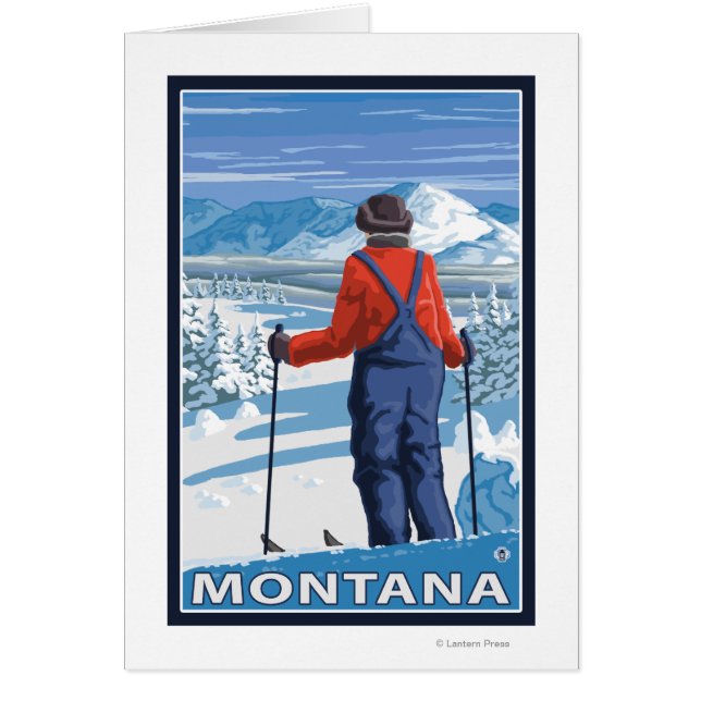 スキーヤーApporingMontanaVintage旅行ポスター (正面)