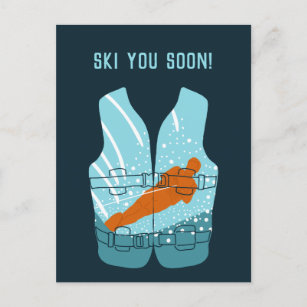 スキーユーすぐにカスタムメッセージ水上スキー ポストカード