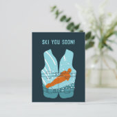 スキーユーすぐにカスタムメッセージ水上スキー ポストカード (スタンド正面)