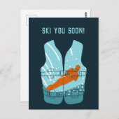 スキーユーすぐにカスタムメッセージ水上スキー ポストカード (正面/裏面)