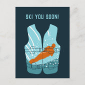 スキーユーすぐにカスタムメッセージ水上スキー ポストカード (正面)