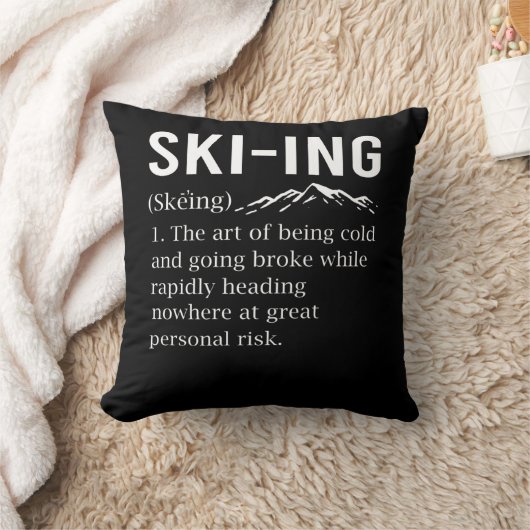 スキーユーモア，スおもしろいキーの冬のスポーツジョーク クッション (ブランケット)