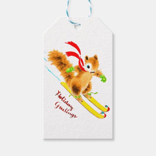 スキーリスのクリスマスプレゼントラベル ギフトタグ (正面)