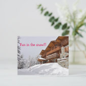 スキーリゾートシャレー文字はがき ポストカード (スタンド正面)