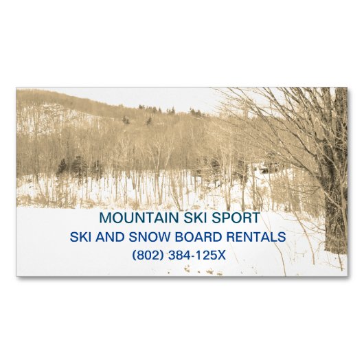 スキーリゾート/スキーレンタル/スキーレッスンマウンテン マグネット名刺 (正面)