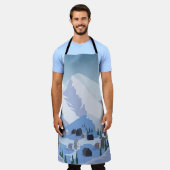 スキーリゾート：ヴィンテージマウンテンランドスケープ エプロン (着用した状態)