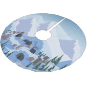 スキーリゾート：ヴィンテージマウンテンランドスケープ ブラッシュドポリエステルツリースカート (アングル)