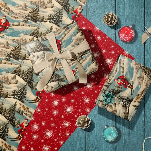 スキーレトロサンタ ラッピングペーパー