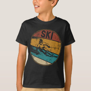 スキーレトロヴィンテージスキーヤーウィンタースポーツスキー Tシャツ