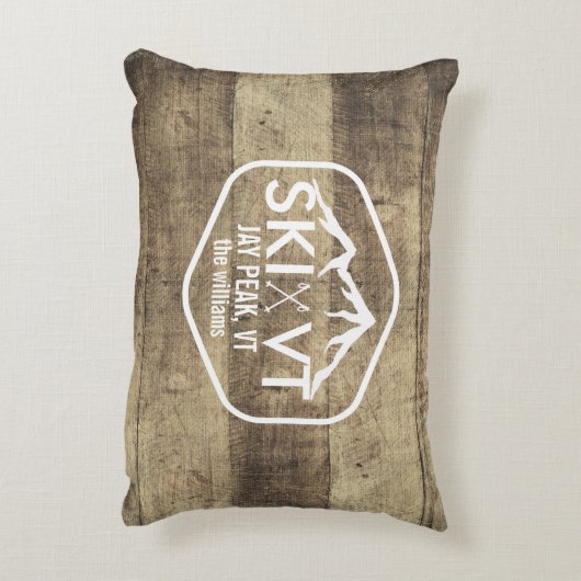 スキーヴァーモント素朴なジェイピークStowe Killingtonの木 アクセントクッション (裏面(縦))