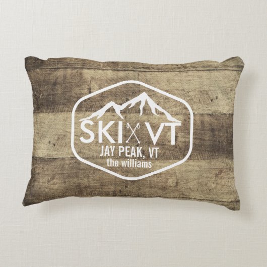 スキーヴァーモント素朴なジェイピークStowe Killingtonの木 アクセントクッション (裏面)