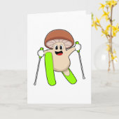 スキー中のきのこ カード (黄色い花)