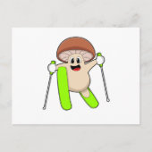 スキー中のきのこ ポストカード (正面)