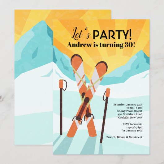 スキー交差招待状 招待状 (正面/裏面)