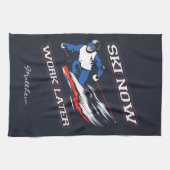 スキー今すぐ後で働くスキーファンのノベルティ キッチンタオル (横)