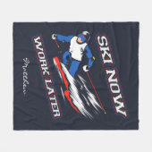 スキー今すぐ後で働くスキーファンのノベルティ フリースブランケット (正面(横))